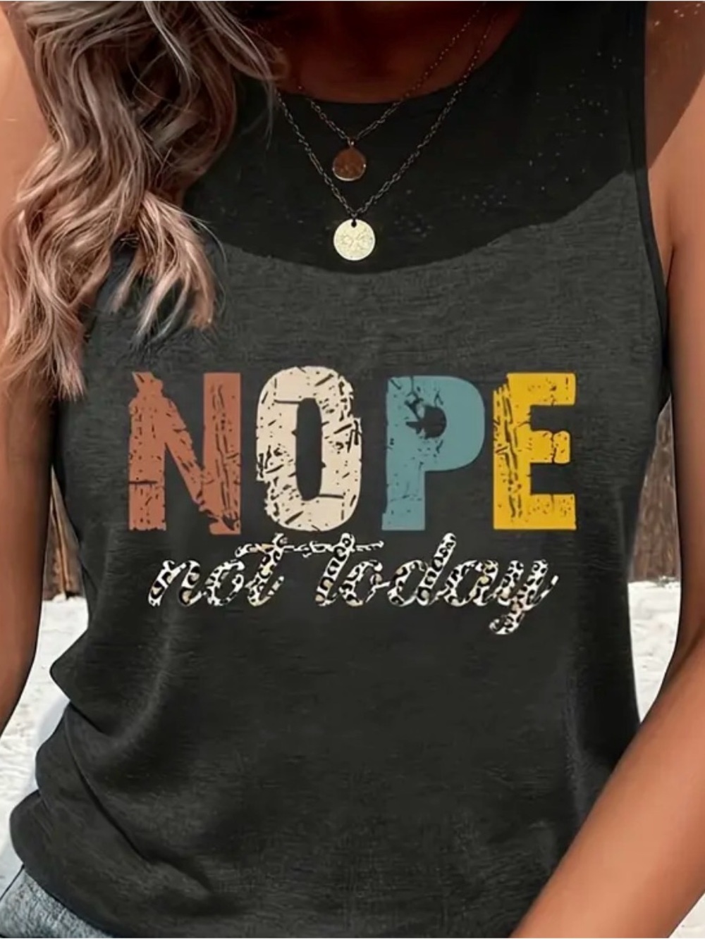Nope Graphic Tank Top - Black